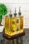 3-Piece Luxury 500ml Oil Pot Wooden Stand Silver Cover Glass Oil Pot Sunflower Oil Olive Oil Sauce Bowl Vinegar Bowl - 5