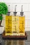 3-Piece Luxury 500ml Oil Pot Wooden Stand Silver Cover Glass Oil Pot Sunflower Oil Olive Oil Sauce Bowl Vinegar Bowl - 6