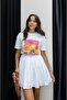 White Mini Crimped Skirt - 6
