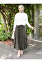 Women's Hijab Leather Look Pleated Skirt - 4