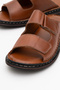 Dericlub Men's Double Striped Slippers Real Leather Dc 1182 Taba - 3