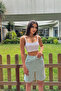 Women's Linen Blend Comfortable Flowing Striped Shorts - 6