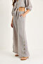 Women's Gray Tie-Detail Blouse Lined Buttoned Cuffed Pants Lined Top and Bottom Set 9266 60281046 - 5