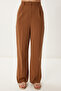 Linen Blouse Pants Set with Tie Detail Brown Lbv0068 - 4