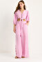 Pink Tie-Detail Blouse Lined Buttoned Trousers Lined Top-And-Bottom Set 9266 60281046 - 2