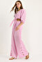 Pink Tie-Detail Blouse Lined Buttoned Trousers Lined Top-And-Bottom Set 9266 60281046 - 4