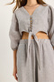Women's Gray Tie-Detail Blouse Lined Buttoned Cuffed Pants Lined Top and Bottom Set 9266 60281046 - 6