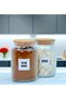 Set of 2 Wooden Vacuum Lid Glass Filter Coffee Sugar Storage Jar Set 800 ml with Label Gift - 2