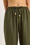 Women's Khaki Waist Tied Thin Linen Summer Loose Trousers 3236 60281079 - 5