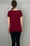 Women's Burgundy Color and Collar Bat Sleeve T-Shirt - 5