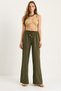 Women's Khaki Waist Tied Thin Linen Summer Loose Trousers 3236 60281079