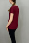 Women's Burgundy Color and Collar Bat Sleeve T-Shirt - 4