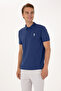 Men's Regular Fit Light Navy Blue Polo Neck Textured T-Shirt 50300127-Vr059 - 3