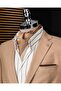 Italian Style Slim Fit Mono Collar Men's Single Jacket Beige T14304 - 3