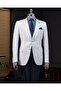 Italian Style Slim Fit Mono Collar Men's Single Jacket Ecru T14303