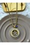 Women's Steel Gold Color Evil Eye Beaded Round Model Necklace - 5
