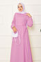 Side-Tie Shirt Collar Dress Pink - 2