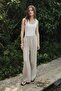 100% Linen Plain Stone Trousers - 2