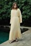Comfortable Form Butter Yellow Dress with Pleat Detail