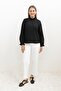 Black Collar and Sleeve Pleated Shirt - 2