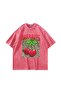 Cherries Leopard Printed Oversize Unisex Washable Pink Tshirt