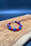 Deep Balances: Coral & Lapis Lazuli Natural Stone Steel Bracelet - 5