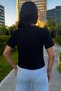Women's Paris Printed Lycra Crew Neck Crop T-Shirt - 5