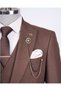Italian Style Slim Fit Men Jacket Vest Pants Suit Brown T13463 - 5