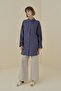 Oversize Linen Tunic with Sleeve Detail Indigo - 2