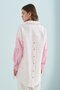 Striped Shirt Collar Cotton Tunic Pink - 7