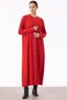 Rib Detailed Max Size Knitwear Rayon Cardigan Red