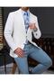 Italian Style Slim Fit Combination Suit White T13930 - 3