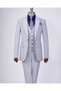 Italian Style Slim Fit 8 Drop Jacket Vest Pants Suit Gray T12634 - 5