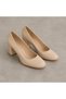 Ragaza Round Toe Short Heeled Shoes Beige Patent Leather - 3