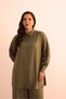 Khaki Sleeves Tunic with Stitching Detail - 4