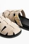 Julia Women's Beige Buckle Detailed Slippers Sandals - 5