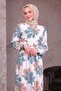 Patterned Hijab Dress Mint Green 4852 - 2