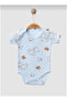 Teddy Bear Printed Short Sleeve 100% Cotton Set of 3 Baby Unisex Bodysuit - 4