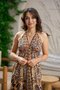 Yellow Color Halter Neck Stone Detailed Silk Dress - 8