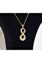 Steel, Zircon Stone, Infinity Snake Detailed, Double Combination Necklace - 5