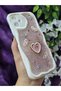 Samsung Galaxy A06 Compatible Stylish Phone Case with Heart Pink Glitter Pearl and Ribbon Detail - 7