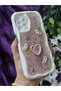 Samsung Galaxy A13 Compatible Stylish Phone Case with Heart Pink Glitter Pearl and Ribbon Detail - 6