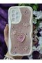 Samsung Galaxy A52 Compatible Stylish Phone Case with Heart Pink Glitter Pearl and Ribbon Detail