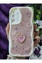 Samsung Galaxy A15 Compatible Stylish Phone Case with Heart Pink Glitter Pearl and Ribbon Detail - 3