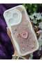 Realme C63 and Realme C61 Compatible Heart Pink Glitter Pearl and Ribbon Detailed Phone Case - 6