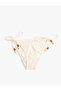 Beaded Embroidered Bikini Bottom with Drawstrings on the Sides - 2