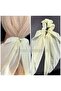 Luxury Design Cream Color Gold Brooch Silvery Chiffon Tulle Long Tail Scarf Elastic Buckle