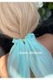 Luxury Design Luna Mint Turquoise Green Gold Brooch Silvery Chiffon Tulle Long Scarf Elastic Buckle - 3