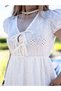 Women's V-Neck Lace Brode Lace Dress - 4