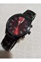 Black Steel Cord Men's Wristwatch... Burgundy Numeral Dial... Black Color Case - 3